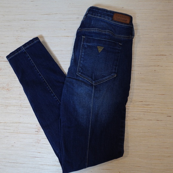 Guess Los Angeles Dark Wash Moto Skinny Jeans with Zipper Detail Women’s 26 - Picture 6 of 6